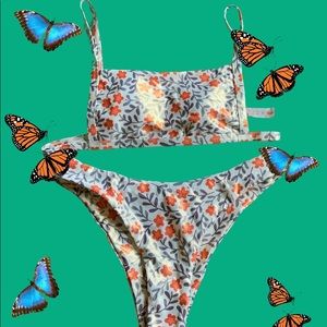 Metallic floral bikini
